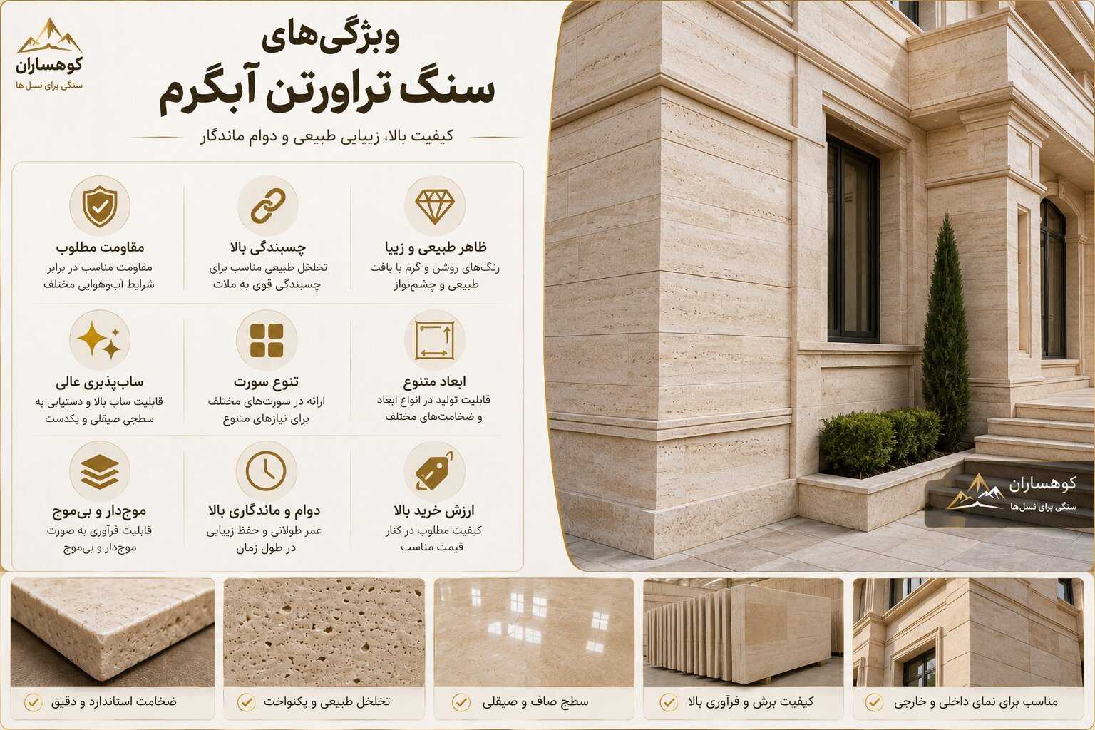 ویژگی‌های سنگ تراورتن آبگرم